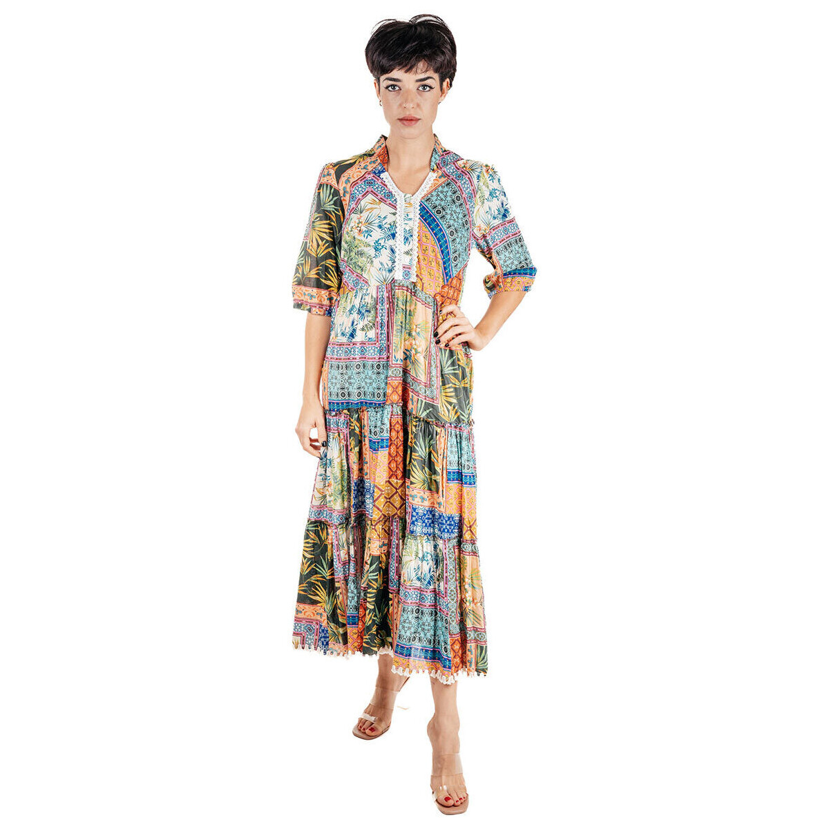 tekstylia Damskie Sukienki długie Isla Bonita By Sigris Długa Sukienka Midi Wielokolorowy