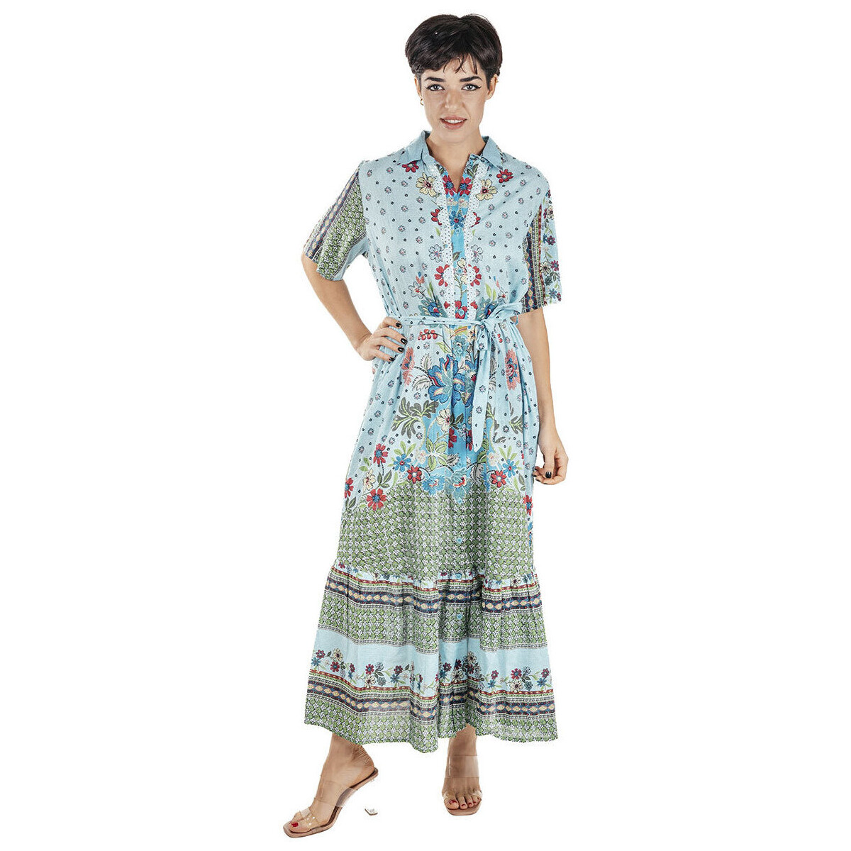 tekstylia Damskie Sukienki długie Isla Bonita By Sigris Długa Sukienka Midi Zielony