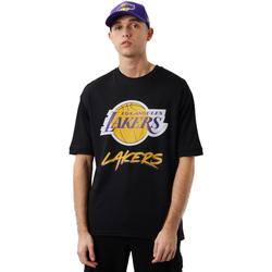 tekstylia Męskie T-shirty z krótkim rękawem New-Era NBA Los Angeles Lakers Script Mesh Tee Czarny