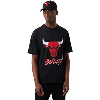 tekstylia Męskie T-shirty z krótkim rękawem New-Era NBA Chicago Bulls Script Mesh Tee Czarny