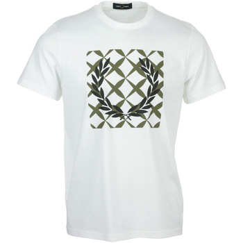 tekstylia Męskie T-shirty z krótkim rękawem Fred Perry Cross Stitch Printed T-Shirt Biały