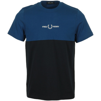 tekstylia Męskie T-shirty z krótkim rękawem Fred Perry Branded Colour Block T-Shirt Niebieski