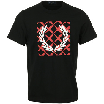 tekstylia Męskie T-shirty z krótkim rękawem Fred Perry Cross Stitch Printed T-Shirt Czarny