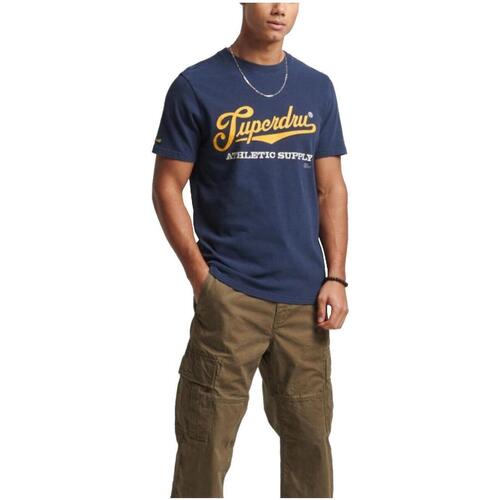 tekstylia Męskie T-shirty z krótkim rękawem Superdry  Niebieski