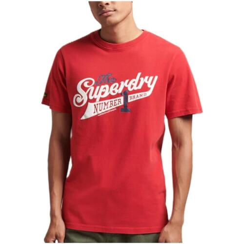 tekstylia Męskie T-shirty z krótkim rękawem Superdry  Czerwony