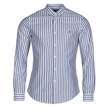tekstylia Męskie Koszule z długim rękawem Polo Ralph Lauren CHEMISE COUPE DROITE EN OXFORD Niebieski / Biały