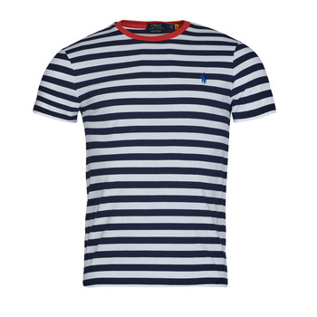 tekstylia Męskie T-shirty z krótkim rękawem Polo Ralph Lauren T-SHIRT AJUSTE EN COTON MARINIERE Marine / Biały / Czerwony / Cruise / Navy / Biały