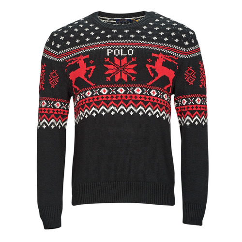 tekstylia Męskie Swetry Polo Ralph Lauren PULLS COL ROND EN COTON ET CACHEMIRE Czarny / Biały / Czerwony