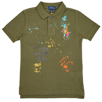 tekstylia Dziecko Koszulki polo z krótkim rękawem Polo Ralph Lauren SSKCM2-KNIT SHIRTS-POLO SHIRT Kaki