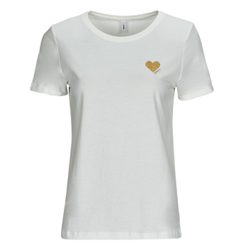 tekstylia Damskie T-shirty z krótkim rękawem Only ONLKITA S/S LOGO TOP Biały