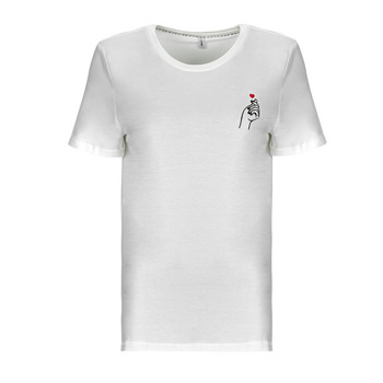 tekstylia Damskie T-shirty z krótkim rękawem Only ONLSILLE S/S HEART TOP CS JRS Biały