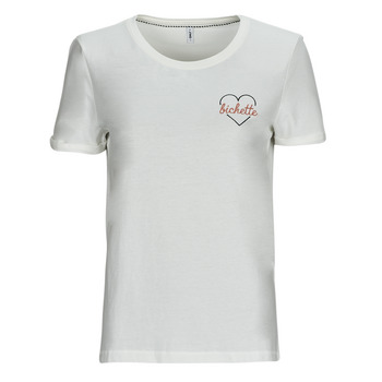 tekstylia Damskie T-shirty z krótkim rękawem Only ONLBEATE S/S HEART TOP CS JRS Beżowy