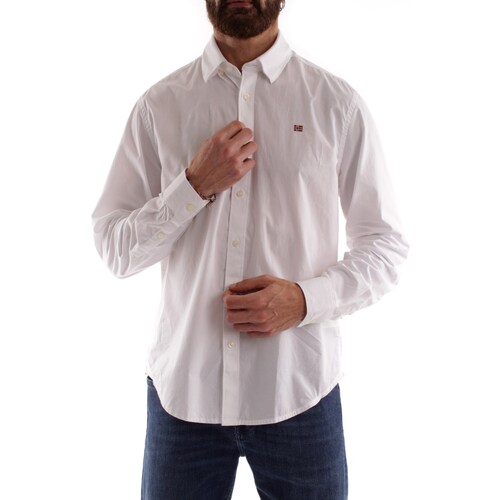 tekstylia Męskie Koszule z długim rękawem Napapijri NP0A4H1E Biały
