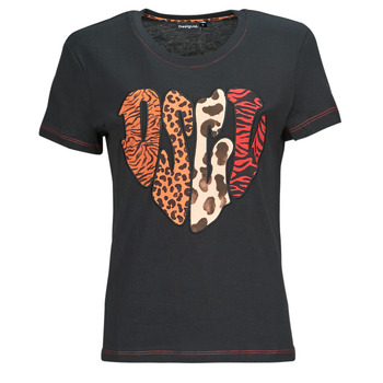 tekstylia Damskie T-shirty z krótkim rękawem Desigual HEART Czarny / Wielokolorowy