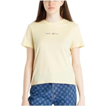 tekstylia Damskie T-shirty z krótkim rękawem Tommy Hilfiger  Żółty