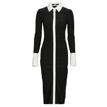 tekstylia Damskie Sukienki długie Karl Lagerfeld LSLV POLO DRESS Czarny / Biały
