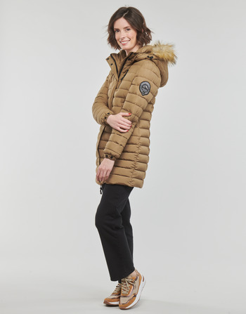 Superdry FUJI HOODED MID LENGTH PUFFER Brązowy
