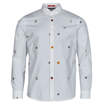 tekstylia Męskie Koszule z długim rękawem Tommy Jeans TJM CLSC FLAG CRITTER SHIRT Biały