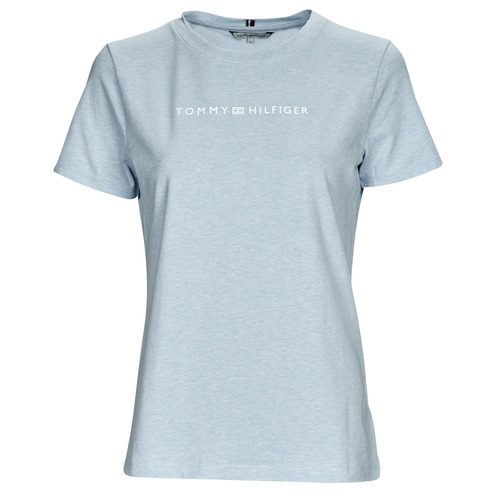 tekstylia Damskie T-shirty z krótkim rękawem Tommy Hilfiger REG FROSTED CORP LOGO C-NK SS Niebieski / Ciel