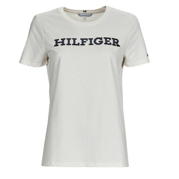 tekstylia Damskie T-shirty z krótkim rękawem Tommy Hilfiger REG MONOTYPE EMB C-NK SS Biały