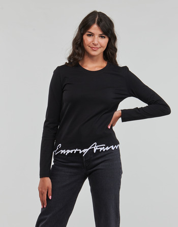 tekstylia Damskie T-shirty z długim rękawem Emporio Armani 6R2T8H Czarny / Biały