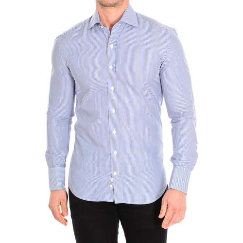 tekstylia Męskie Koszule z długim rękawem CafÃ© Coton BIGARADE05-SLIM-55DC Niebieski