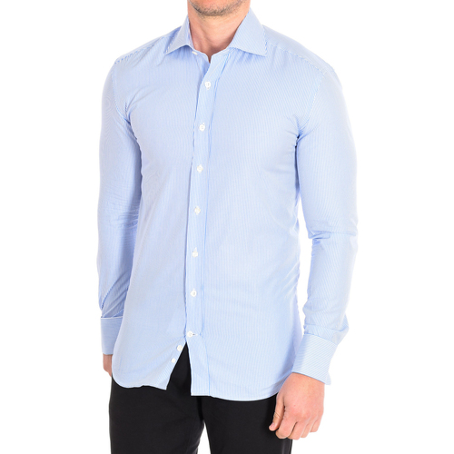 tekstylia Męskie Koszule z długim rękawem CafÃ© Coton DANIELLE3-SLIM-55DCS Niebieski