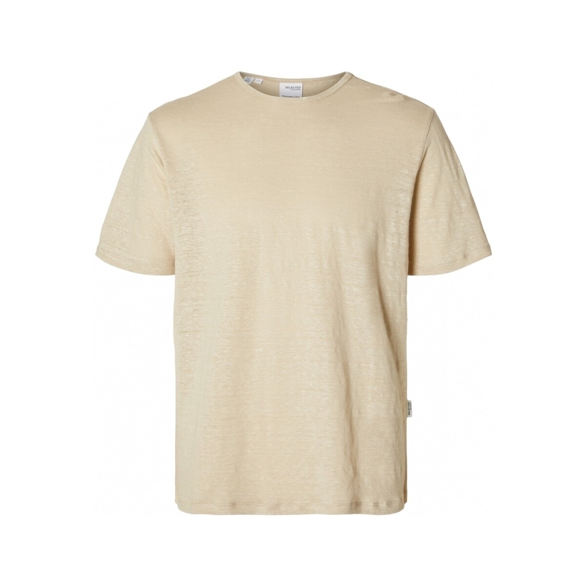 tekstylia Męskie T-shirty i Koszulki polo Selected T-Shirt Bet Linen - Oatmeal Beżowy