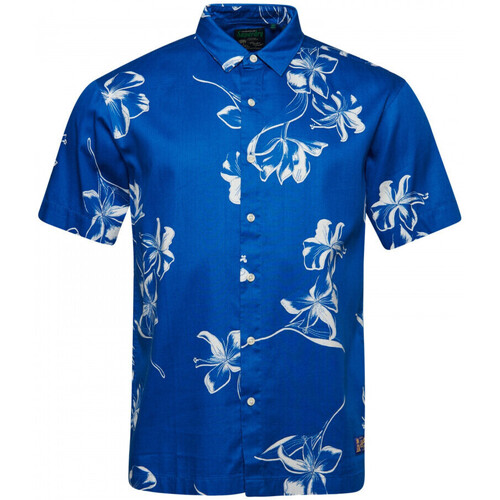 tekstylia Męskie Koszule z długim rękawem Superdry Vintage hawaiian s/s shirt Niebieski
