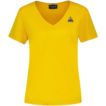 tekstylia Damskie T-shirty z krótkim rękawem Le Coq Sportif Essentiels Tee Col V Żółty