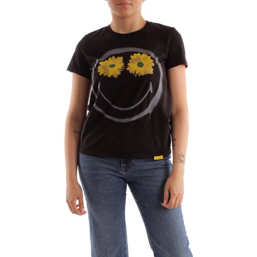 tekstylia Damskie T-shirty z krótkim rękawem Desigual 23SWTKA0 Czarny