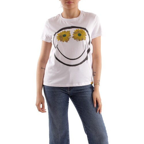 tekstylia Damskie T-shirty z krótkim rękawem Desigual 23SWTKA0 Biały