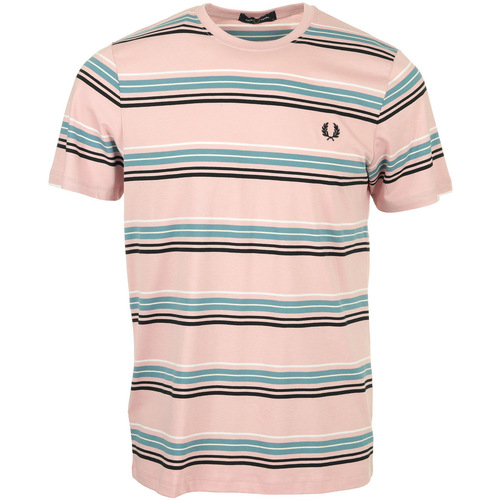 tekstylia Męskie T-shirty z krótkim rękawem Fred Perry Stripe Różowy