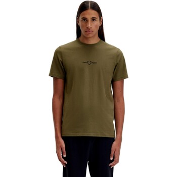 tekstylia Męskie T-shirty z krótkim rękawem Fred Perry CAMISETA VERDE HOMBRE   BORDADA M4580 Zielony