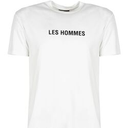 tekstylia Męskie T-shirty z krótkim rękawem Les Hommes LF224302-0700-1009 | Grafic Print Biały