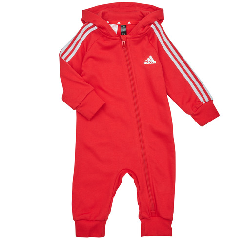 tekstylia Dziecko Kombinezony / Ogrodniczki Adidas Sportswear 3S FT ONESIE Czerwony / Biały