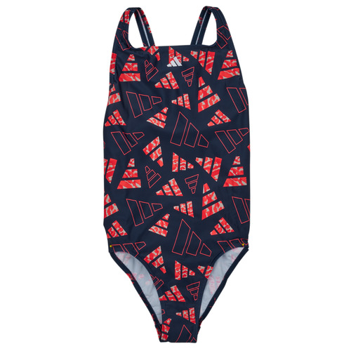 tekstylia Dziewczynka Kostium kąpielowy jednoczęściowy adidas Performance AOP BARS SUIT G Marine / Czerwony