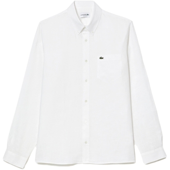tekstylia Męskie Koszule z długim rękawem Lacoste Linen Casual Shirt - Blanc Biały