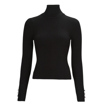 tekstylia Damskie Swetry Only ONLLORELAI LS CABLE ROLLNECK KNT Czarny