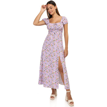 tekstylia Damskie Sukienki La Modeuse 67021_P155793 Fioletowy