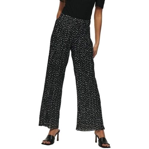 tekstylia Damskie Spodnie Only Elema Pleated Trousers - Black Mini Flower Czarny