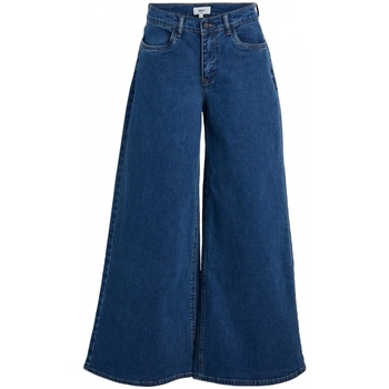 tekstylia Damskie Spodnie Object Jeans Moji Wide - Medium Blue Denim Niebieski