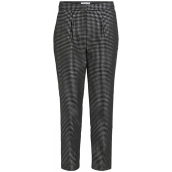 tekstylia Damskie Spodnie Vila Trousers Shine 7/8 - Black/silver Czarny