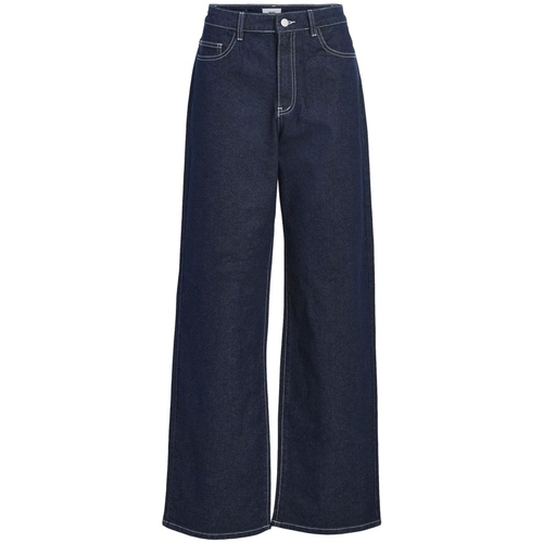 tekstylia Damskie Spodnie Object Jeans Java - Dark Blue Denim Niebieski