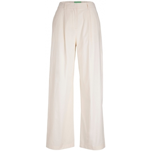 tekstylia Damskie Spodnie Jjxx Pants Vigga Wide - Seedpearl Biały