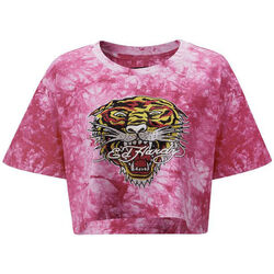 tekstylia Damskie T-shirty i Koszulki polo Ed Hardy Los tigre grop top hot pink Różowy