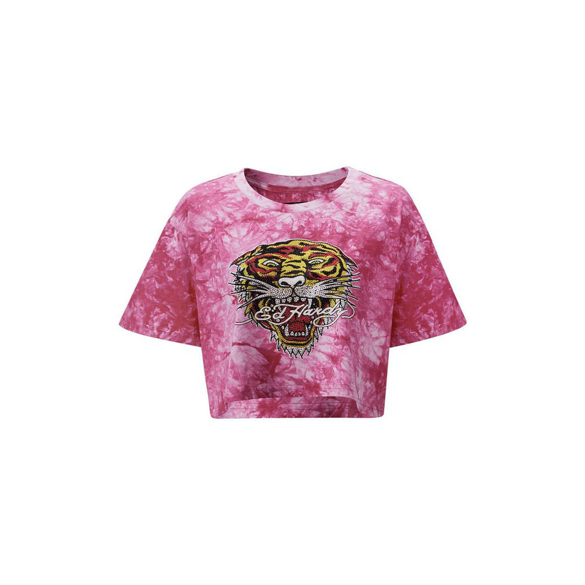 tekstylia Damskie T-shirty i Koszulki polo Ed Hardy Los tigre grop top hot pink Różowy