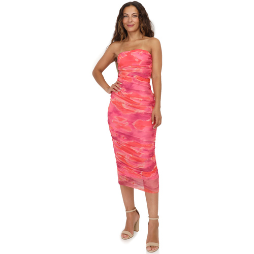 tekstylia Damskie Sukienki La Modeuse 67367_P156415 Różowy