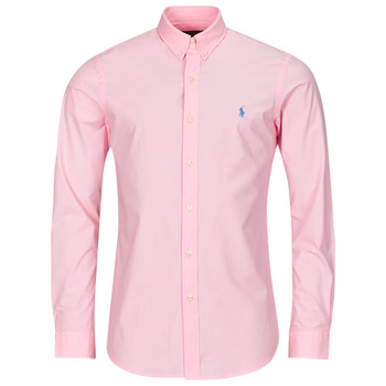 tekstylia Męskie Koszule z długim rękawem Polo Ralph Lauren CHEMISE AJUSTEE SLIM FIT EN POPELINE UNIE Różowy / Carmel / Pink