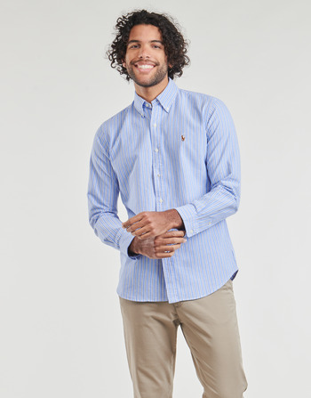 tekstylia Męskie Koszule z długim rękawem Polo Ralph Lauren CHEMISE COUPE DROITE EN OXFORD Niebieski / Biały / Blue / Biały / Multi